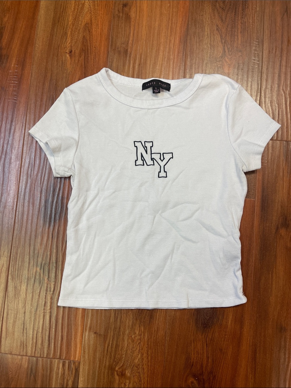White NY Embroidered Short Sleeve Baby Tee